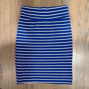 LuLaRoe Blue and White Striped Pencil Skirt